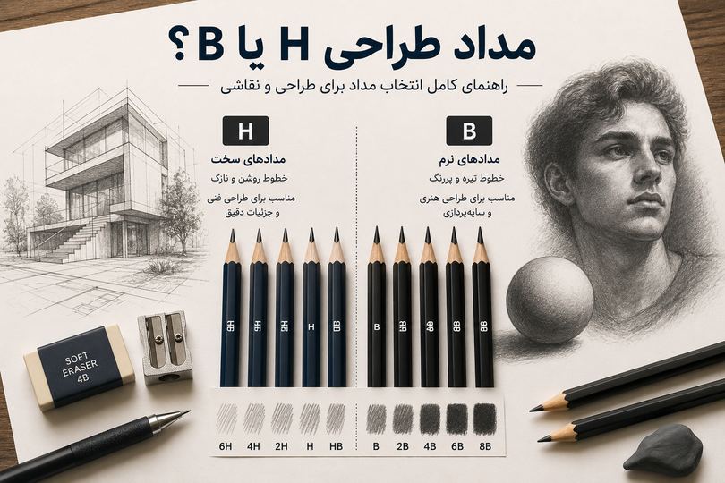 مداد طراحی H یا B؟ راهنمای کامل انتخاب مداد برای طراحی و نقاشی